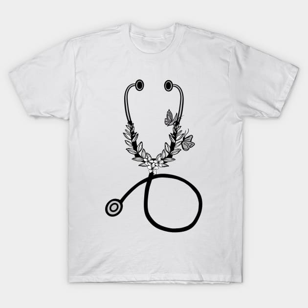 Floral stethoscope T-Shirt by Mermaidssparkle